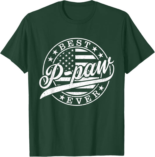 Best P-paw Ever American US Flag Funny Father's Day T-Shirt - T-Shirt | Forest