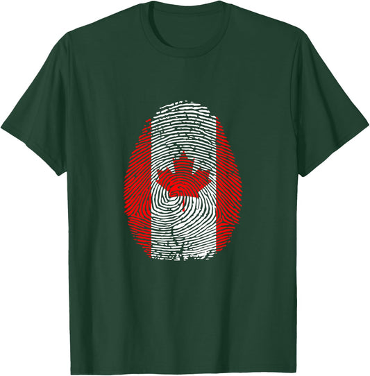 Funny it's in my DNA Canada flag Fingerprint T-Shirt - T-Shirt | Forest