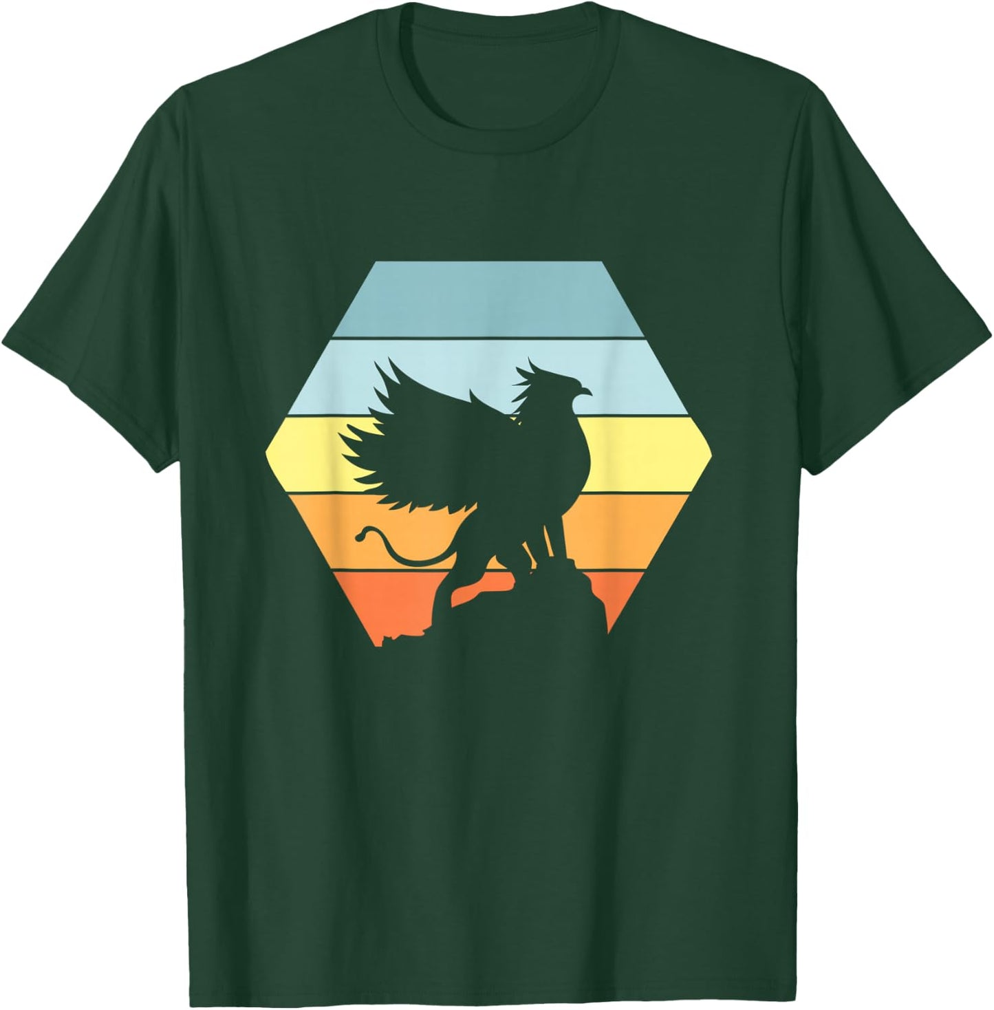 Griffin Retro Vintage Sunset Lion Eagle Mythical Creature T-Shirt - T-Shirt | Forest