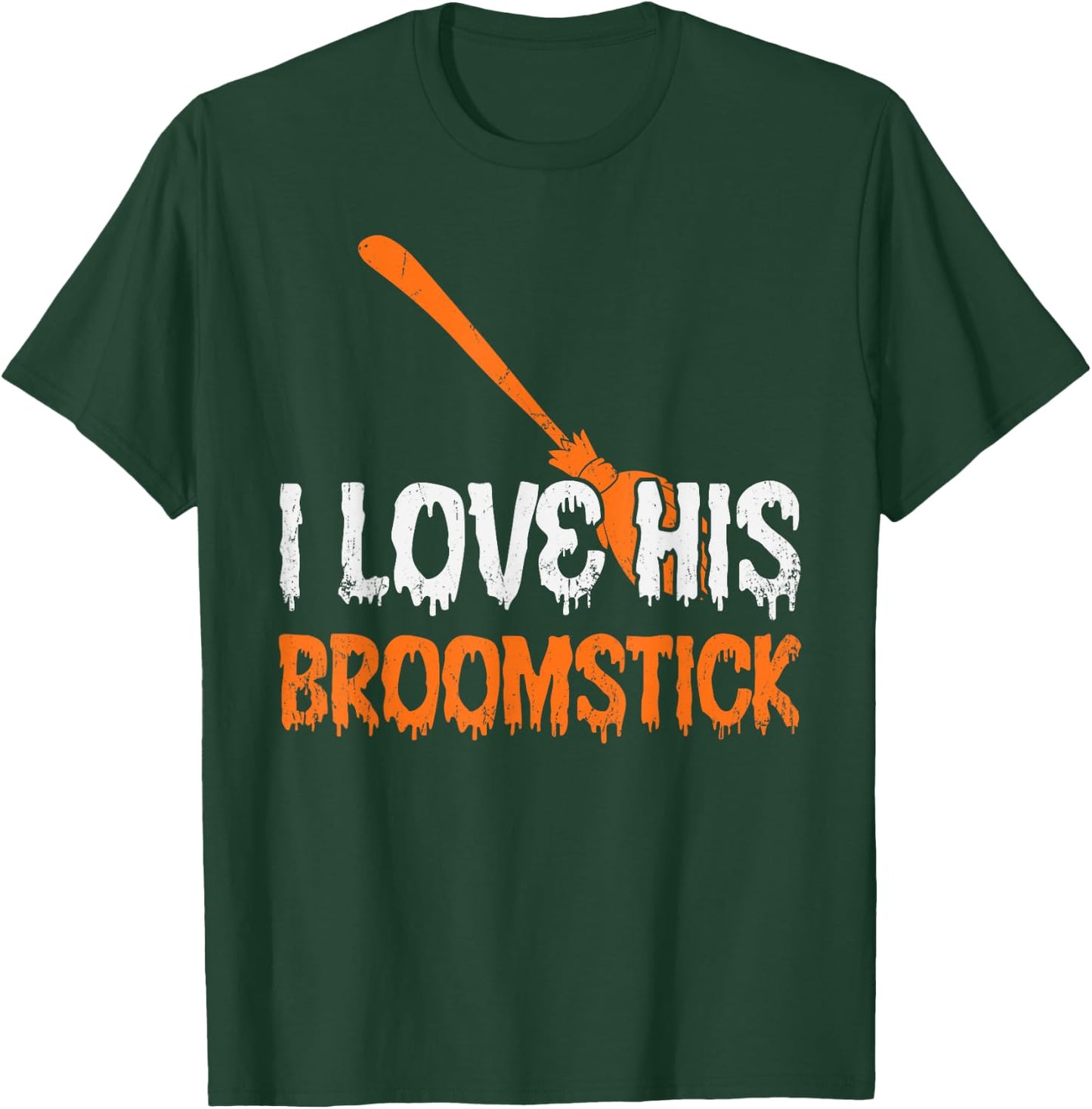 I Love His Broomstick I Love Her Pumpkins Halloween Couples T-Shirt - T-Shirt | Forest