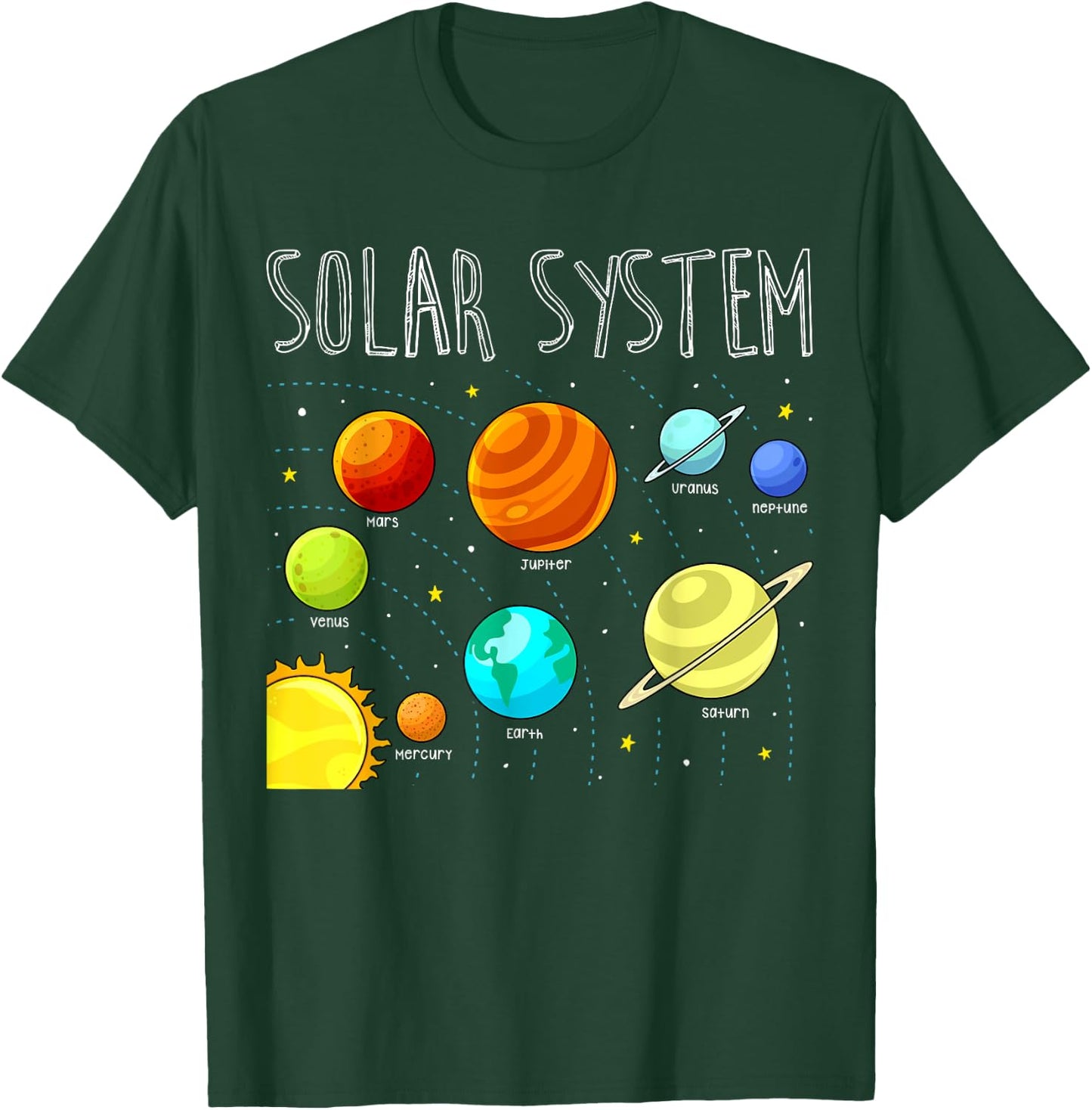 Kids Solar Systems Cute Planets Space Science Teacher School T-Shirt - T-Shirt | Forest