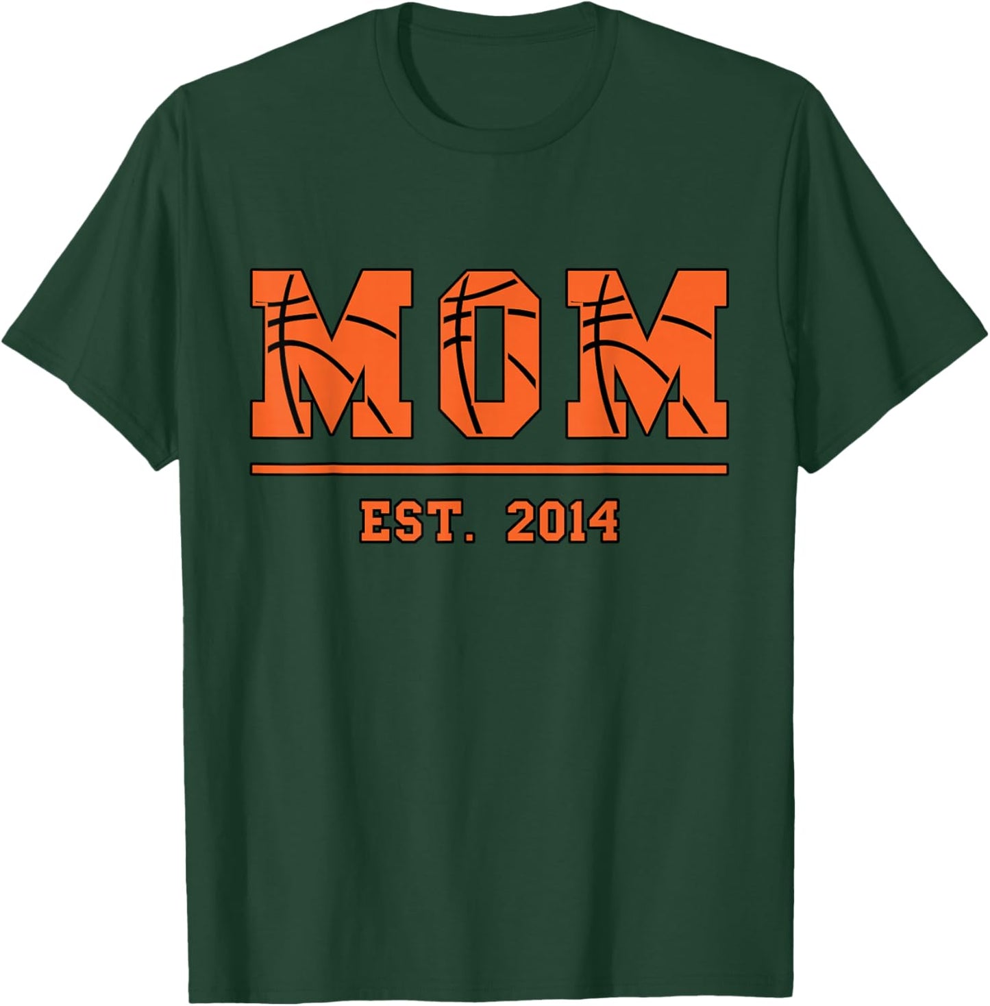 Mom Est. 2014 Funny Sports Year Established Mother Retro T-Shirt - T-Shirt | Forest
