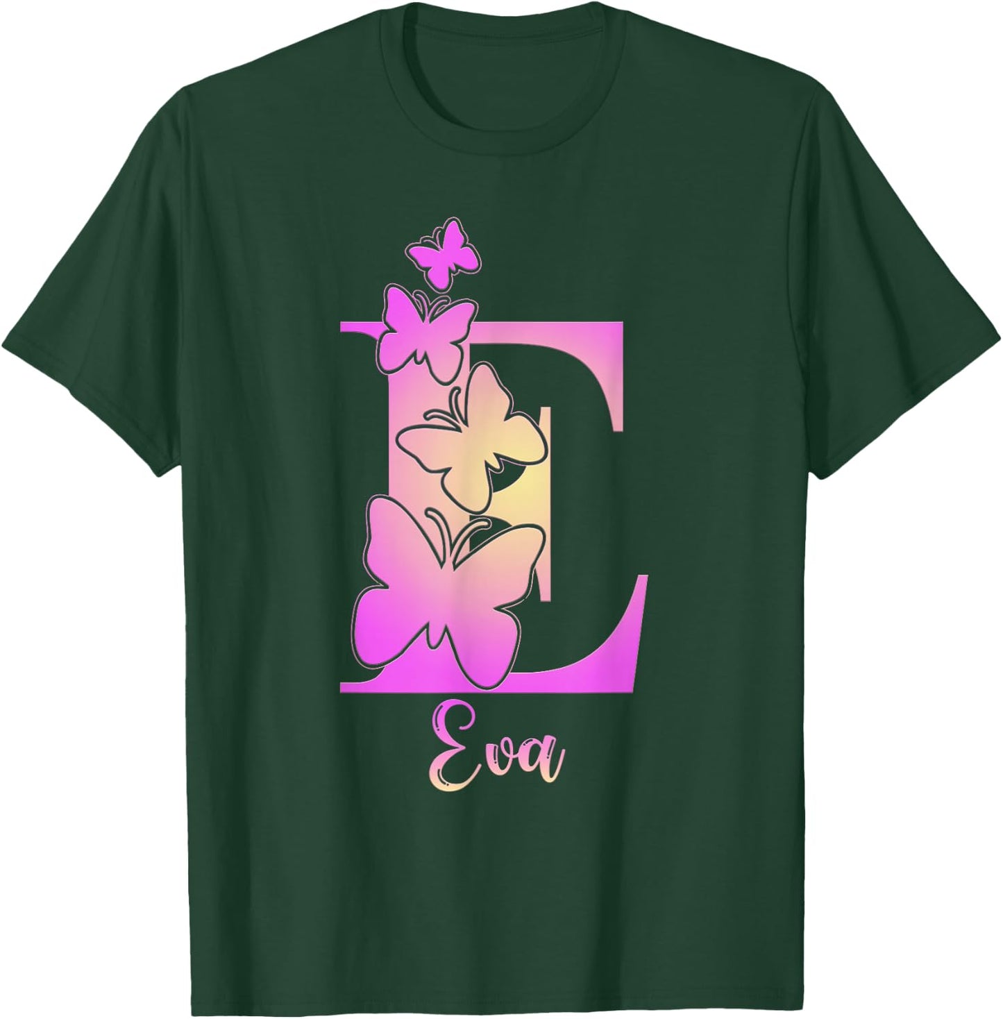 Eva, cute personalized butterfly custom kids girls name T-Shirt - T-Shirt | Forest