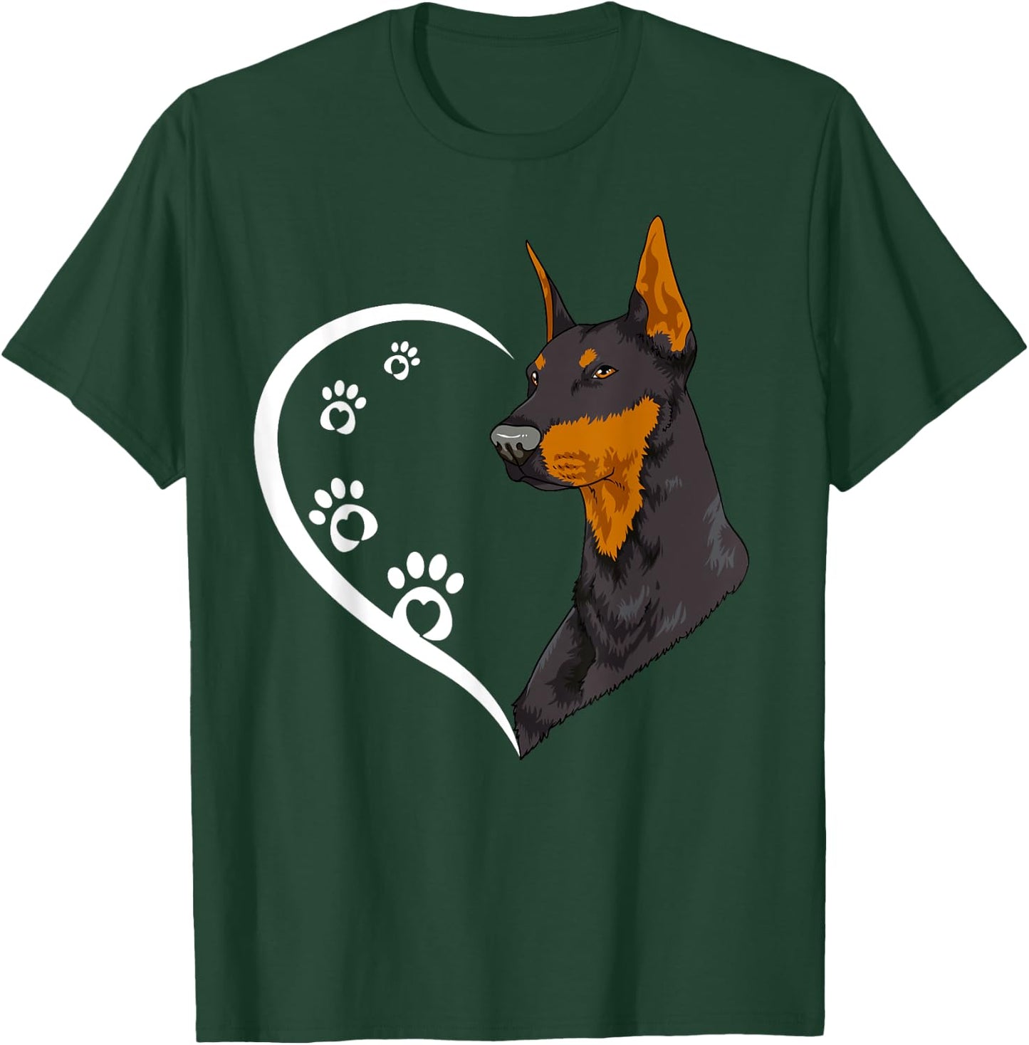 Doberman Pinscher Shirts Girls Kids Heart Cute T-Shirt - T-Shirt | Forest