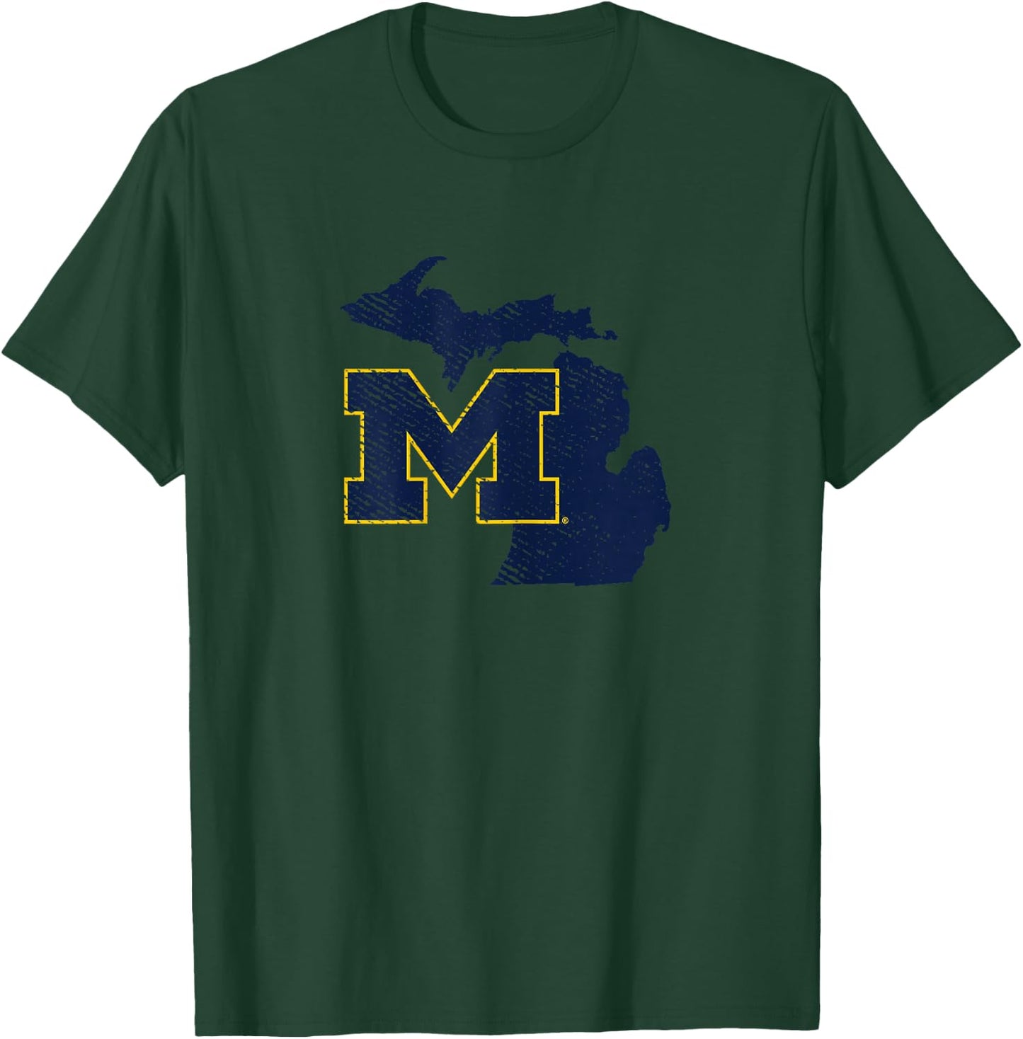 University of Michigan Wolverines U of M State Shape T-Shirt - T-Shirt | Forest