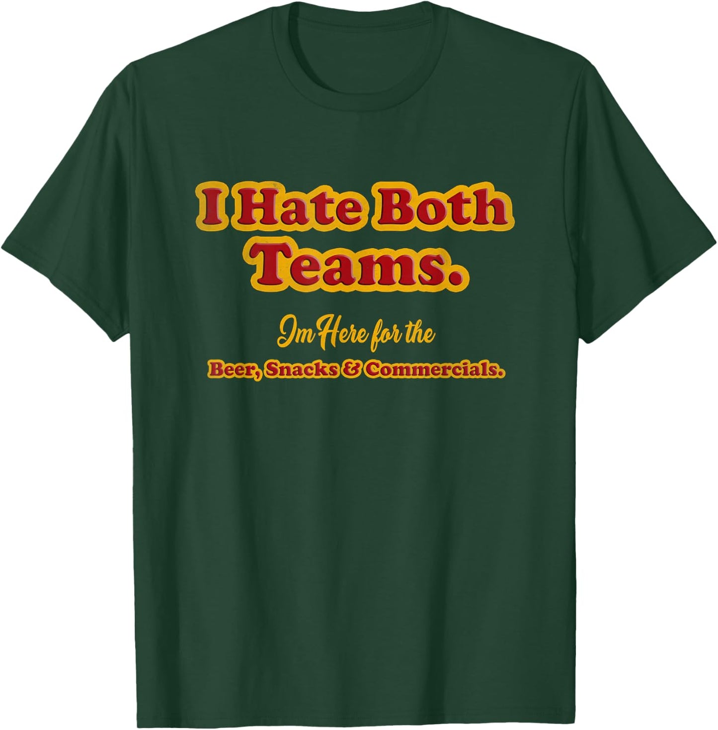 Yay Sports Sucks I Hate Both Teams - Funny Football , Black, Small, -Adults, Short Sleeve, Classic Fit T-Shirt - T-Shirt | Forest