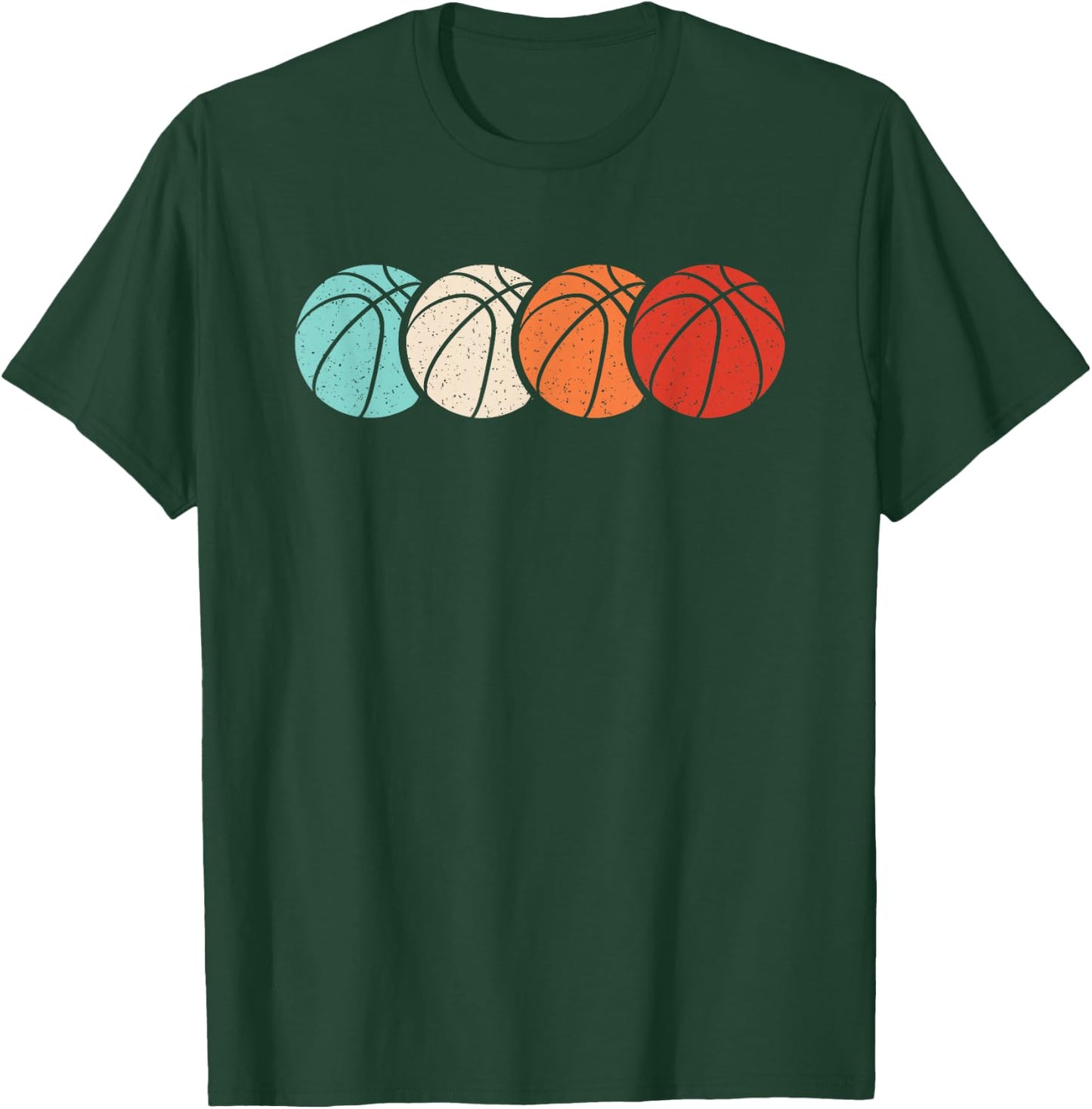 Retro Basketball Vintage Basketball Player Men Women Kids T-Shirt - T-Shirt | Forest