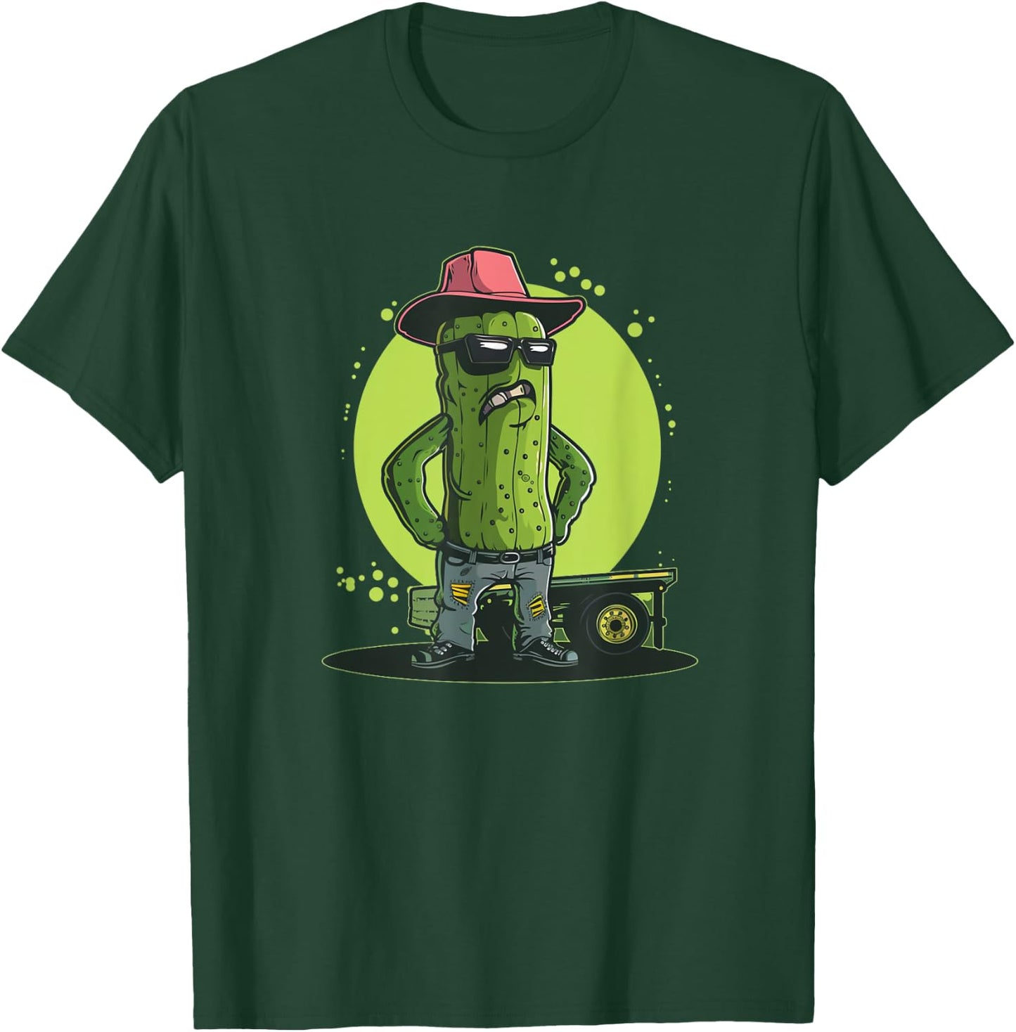Funny Trucker Pickle with Cowboy Hat Costume T-Shirt - T-Shirt | Forest