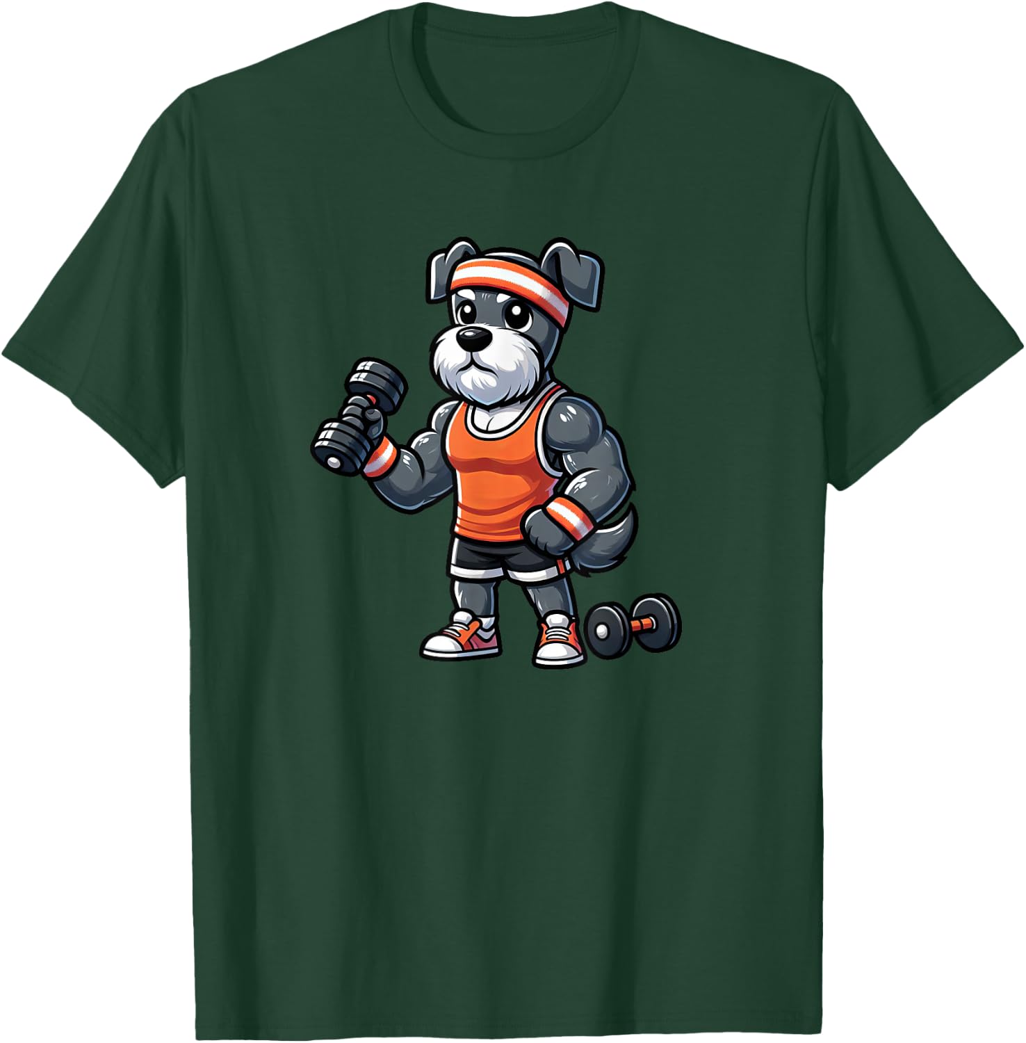 Schnauzer Workout Dog Funny Weightlifting T-Shirt - T-Shirt | Forest