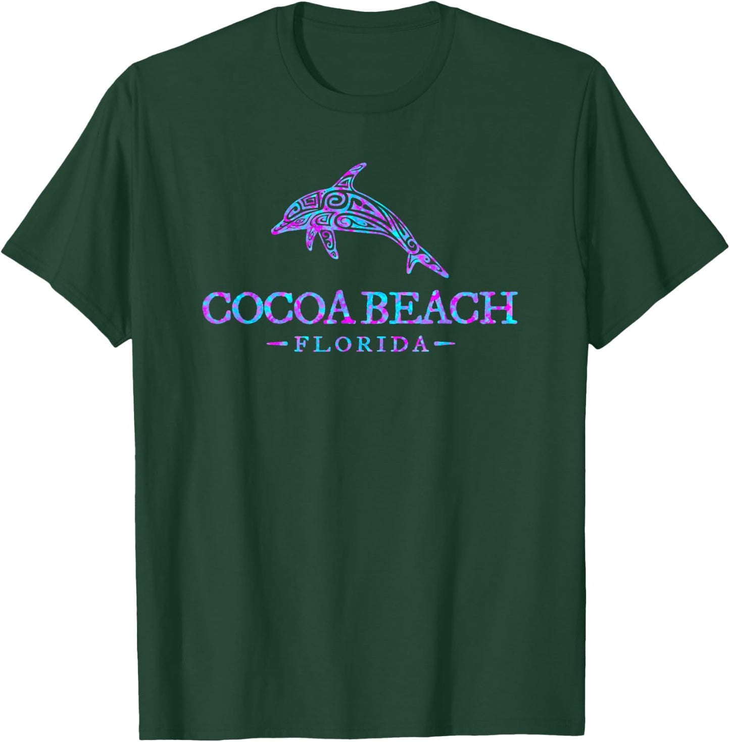 Cocoa Beach Florida Colorful Dolphin Vacation Souvenir T-Shirt - T-Shirt | Forest