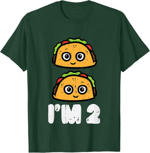 2nd Birthday Tacos Im 2 Years Old Mexican Boys Girls Kids T-Shirt - T-Shirt | Forest
