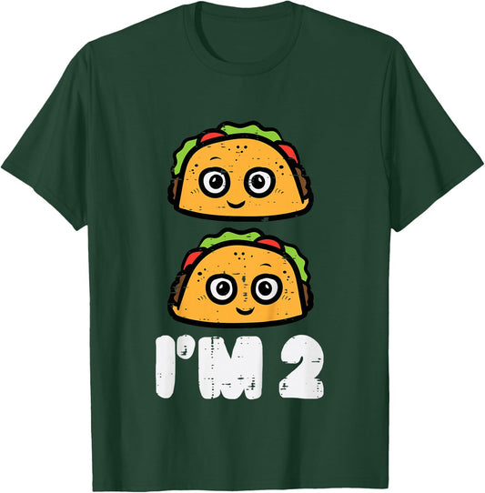 2nd Birthday Tacos Im 2 Years Old Mexican Boys Girls Kids T-Shirt - T-Shirt | Forest