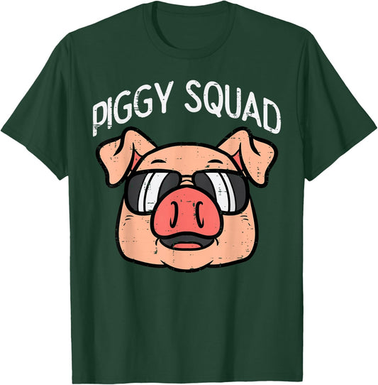 Piggy Squad Funny Pig Farmer Hog Farm Animal Men Women Kids T-Shirt - T-Shirt | Forest