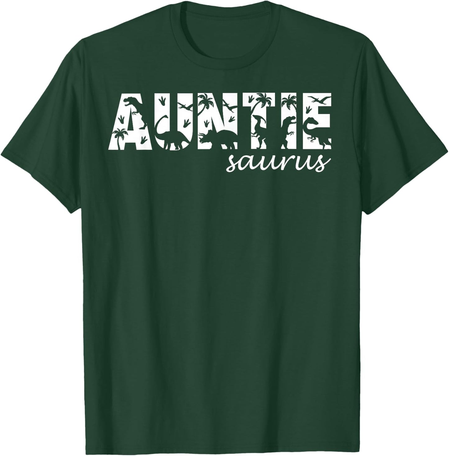 Auntiesaurus T Rex Dinosaur Auntie Saurus Family Matching T-Shirt - T-Shirt | Forest