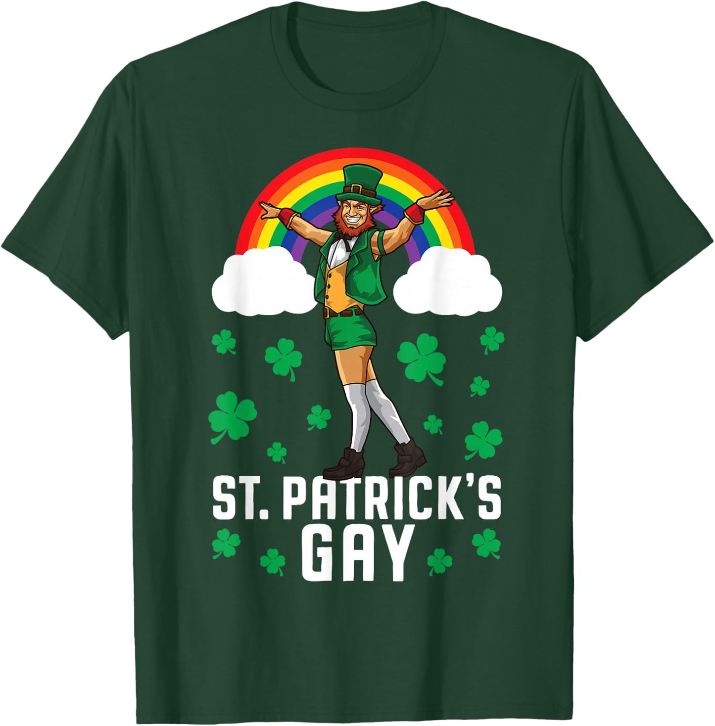 St. Patrick's Gay Leprechaun In Sexy Stockings and Shorts T-Shirt - T-Shirt | Forest