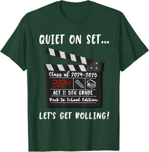 5th Grade Class of 2024 Back to School Film Clapper Funny T-Shirt - T-Shirt | Forest