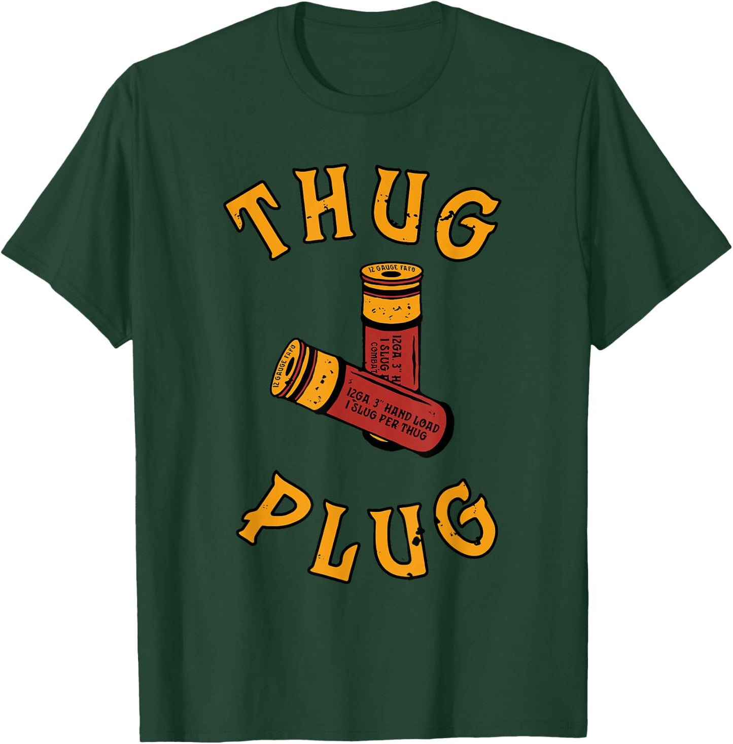 THUG PLUG Black -Adults Cotton 85% Polyester 15% Casual Humorous Modern U-Neck Short Sleeve T-Shirt - T-Shirt | Forest
