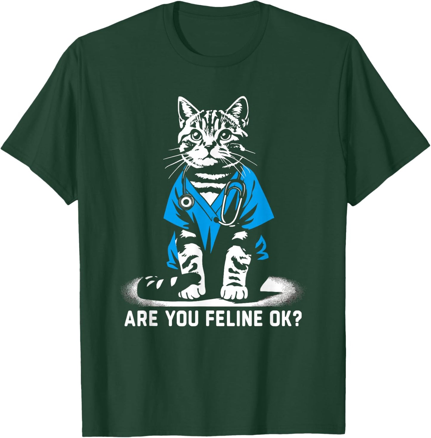 Retro Cat Nurse Gifts Nurse Week Gifts Men Women Funny Nurse T-Shirt - T-Shirt | Forest