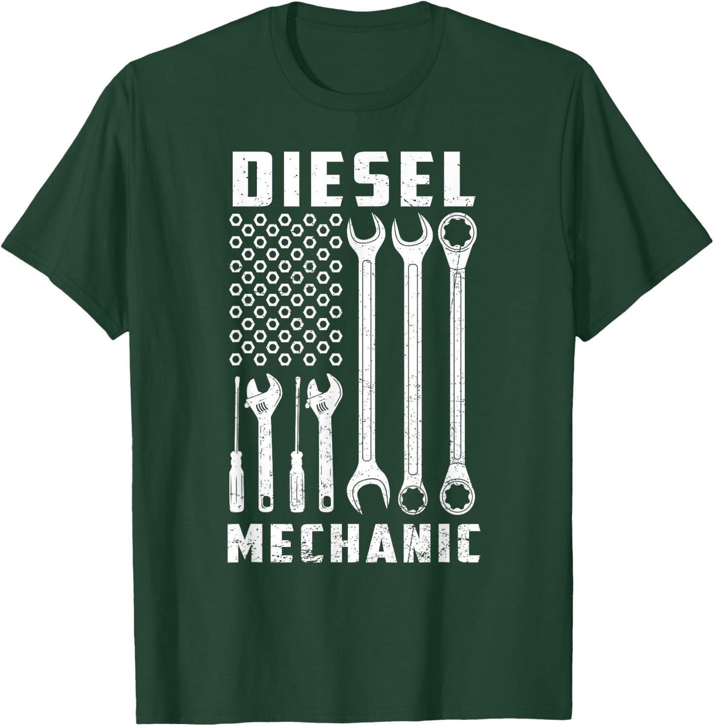 Patriotic Diesel Mechanic Tools Flag American USA T-Shirt - T-Shirt | Forest