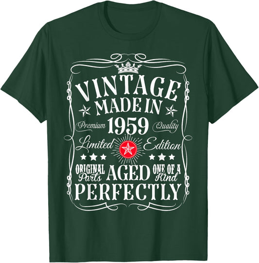 Vintage 66th Birthday Decorations Vintage 1959 66 Years Old T-Shirt - T-Shirt | Forest