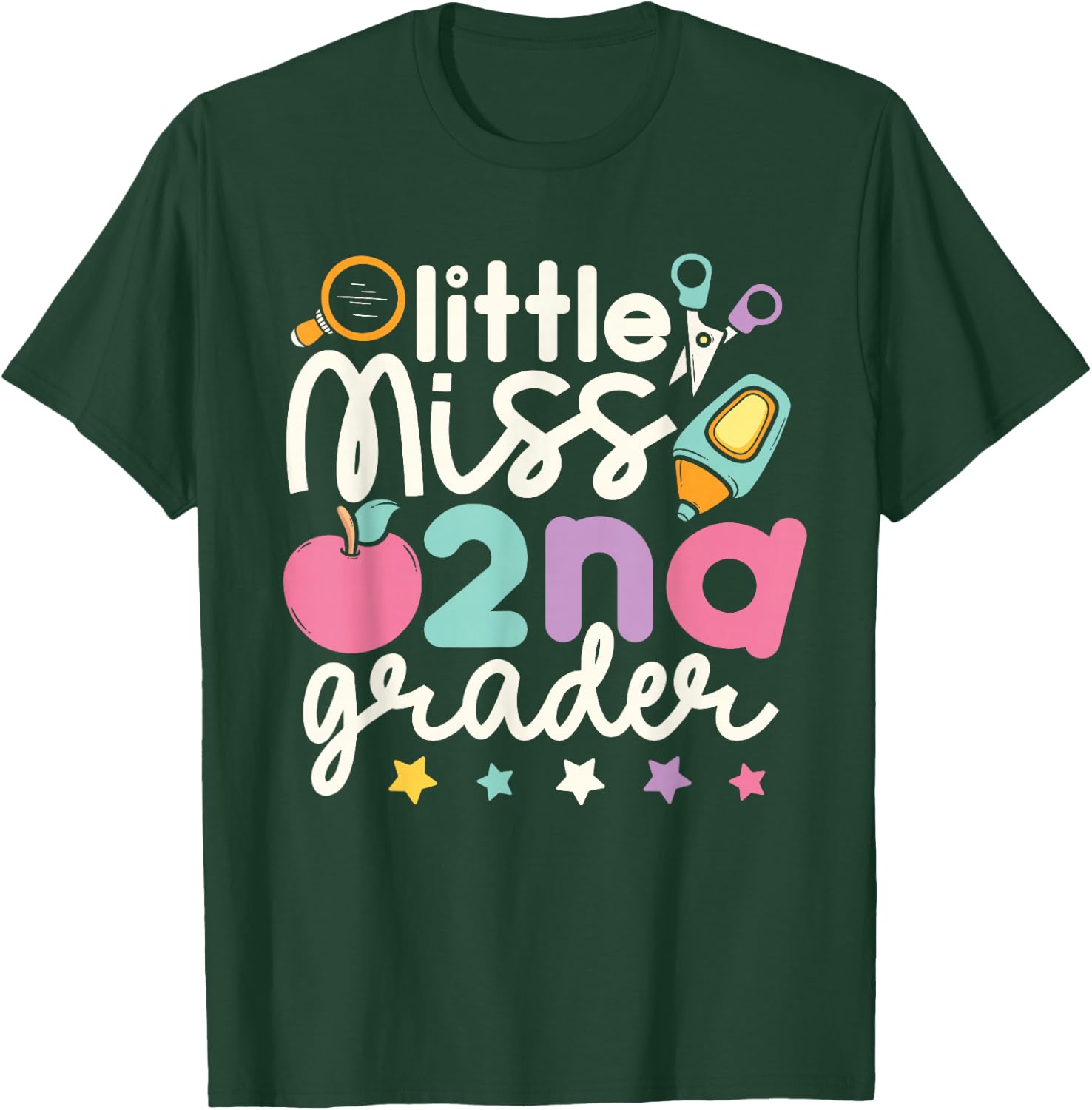 Little Miss 2nd Grade First Day of Second Grade Cute Girls T-Shirt - T-Shirt | Forest