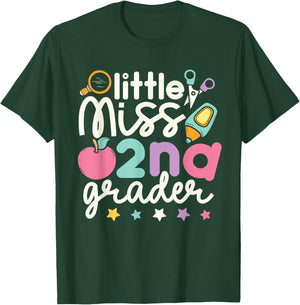 Little Miss 2nd Grade First Day of Second Grade Cute Girls T-Shirt - T-Shirt | Forest