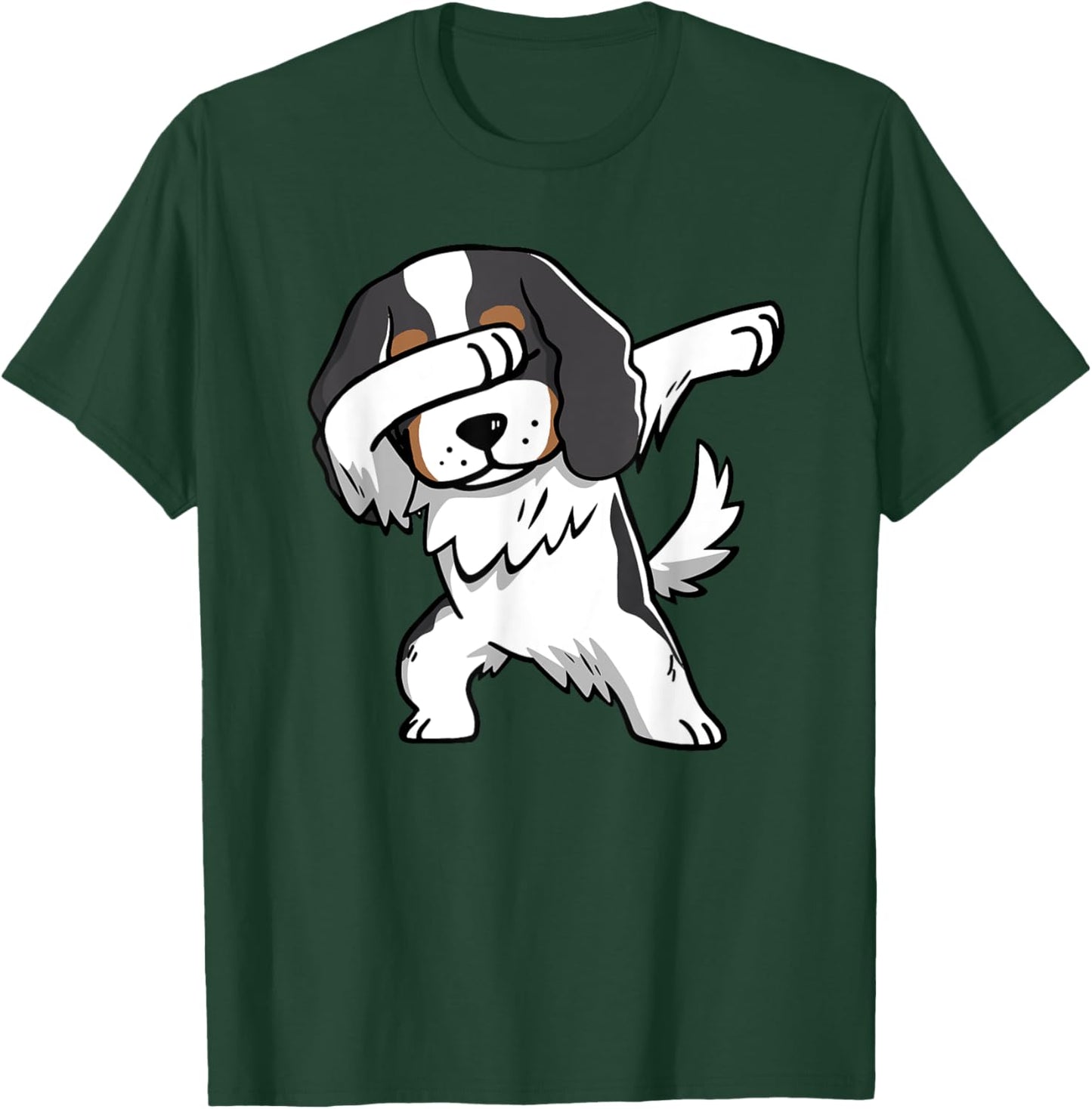 Tricolor Cavalier King Charles Spaniel Dog Dabbing T-Shirt - T-Shirt | Forest