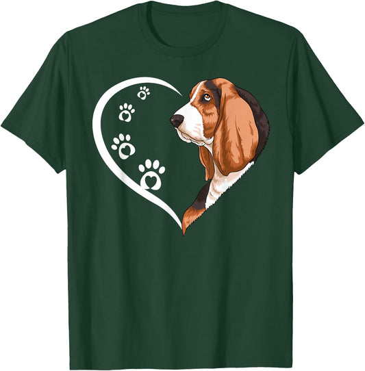 Bassett Hound Shirts Girls Kids Heart Cute T-Shirt - T-Shirt | Forest