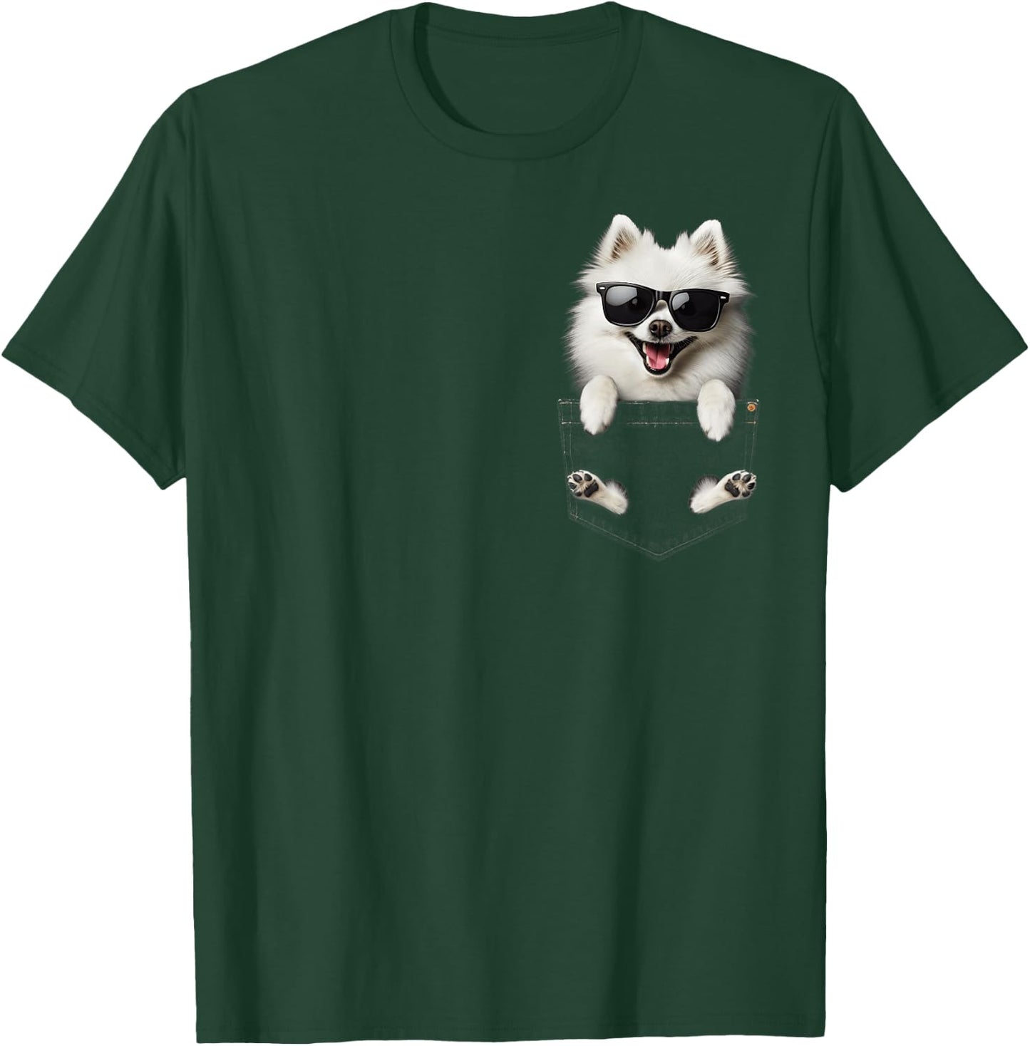 Pocket American Eskimo Dog Cute Dog Lover Owner Gift T-Shirt - T-Shirt | Forest