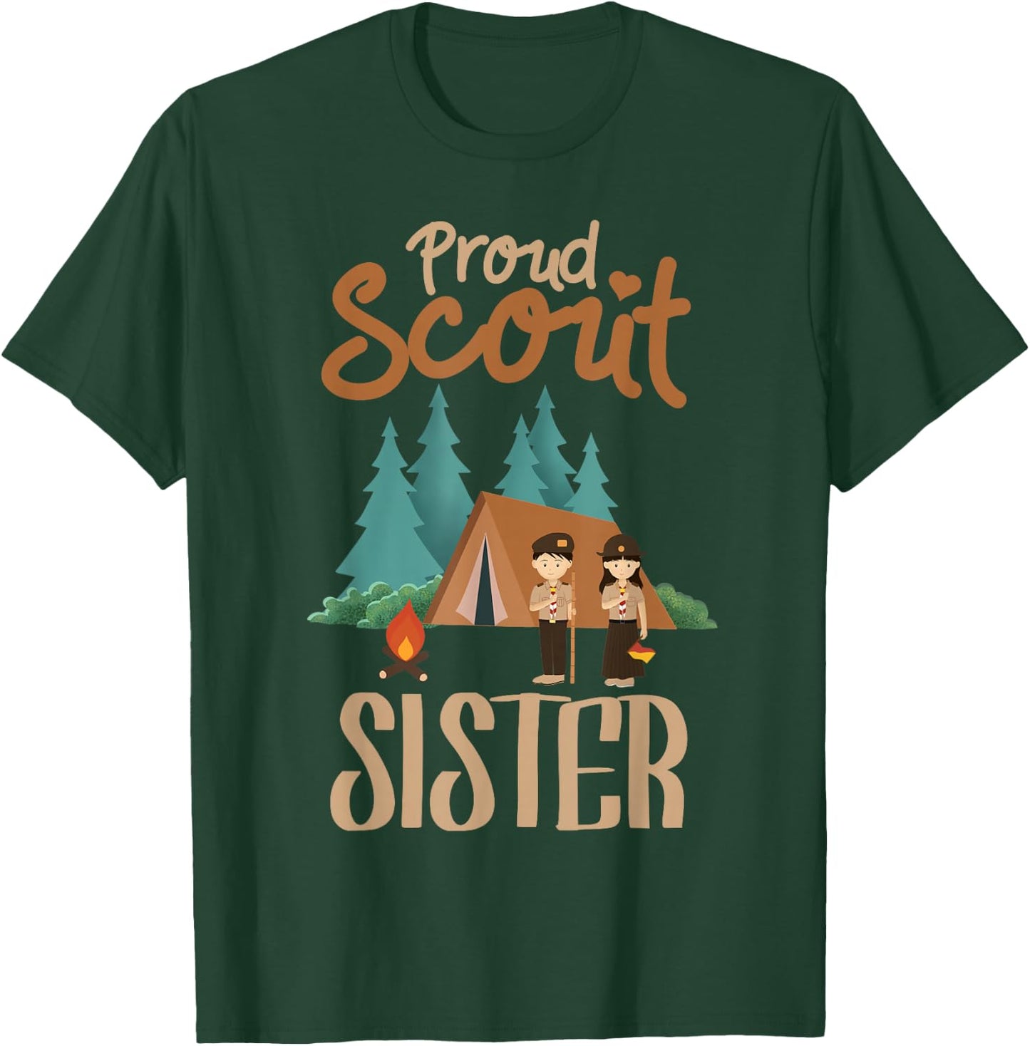 Proud Scout Sister Camping Scout Scouting Leader Adventure T-Shirt - T-Shirt | Forest
