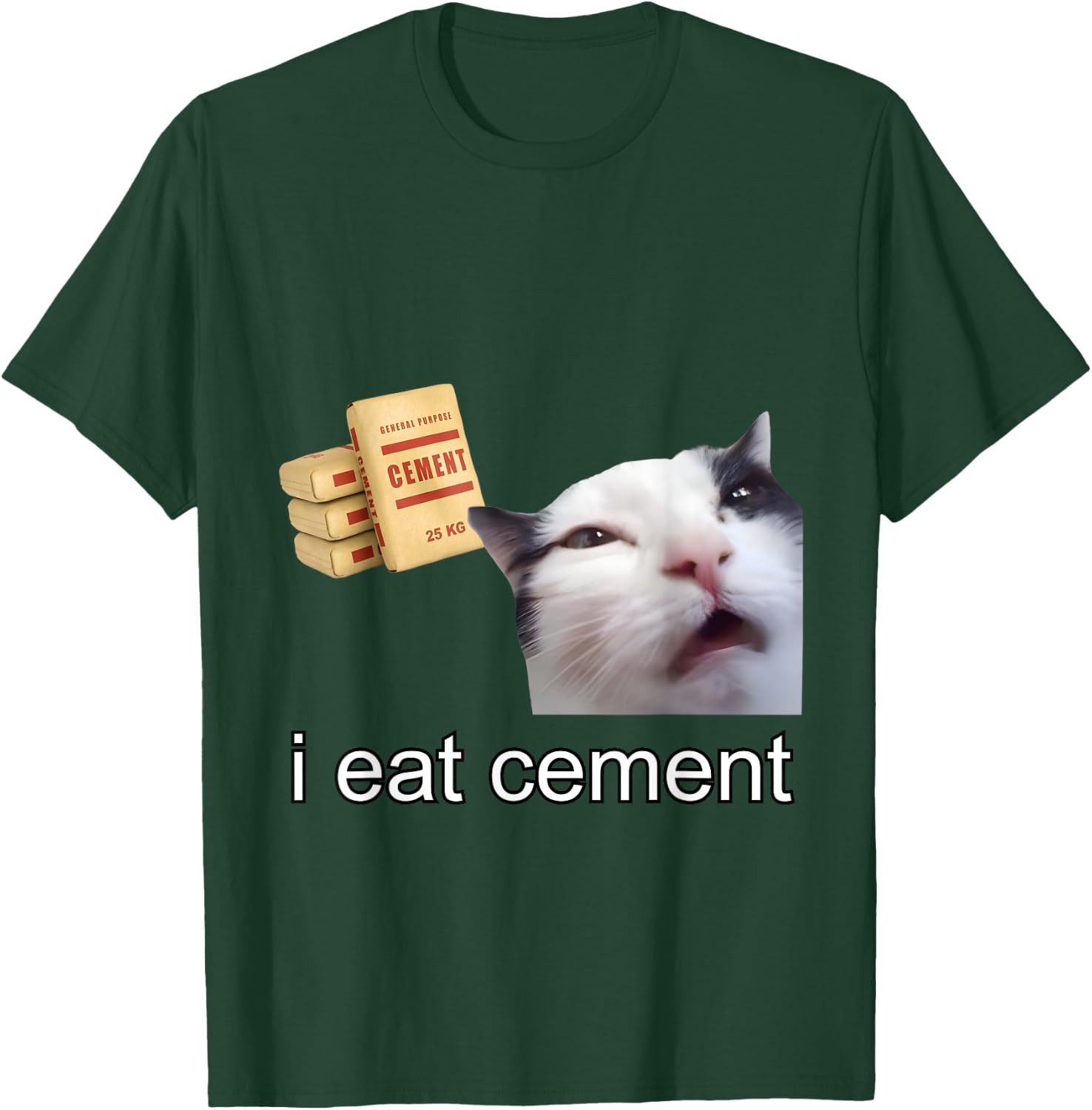 I Eat Cement Cursed Cat Funny Oddly Specific Meme T-Shirt - T-Shirt | Forest