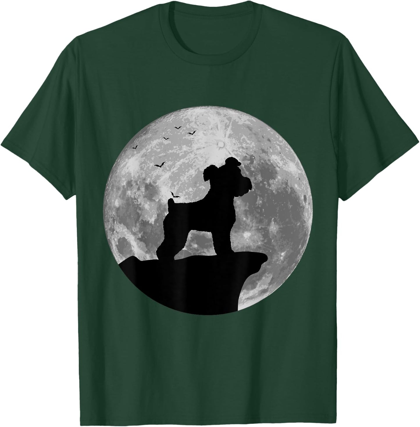 Miniature Schnauzer Silhouette In The Moon Halloween Costume T-Shirt - T-Shirt | Forest