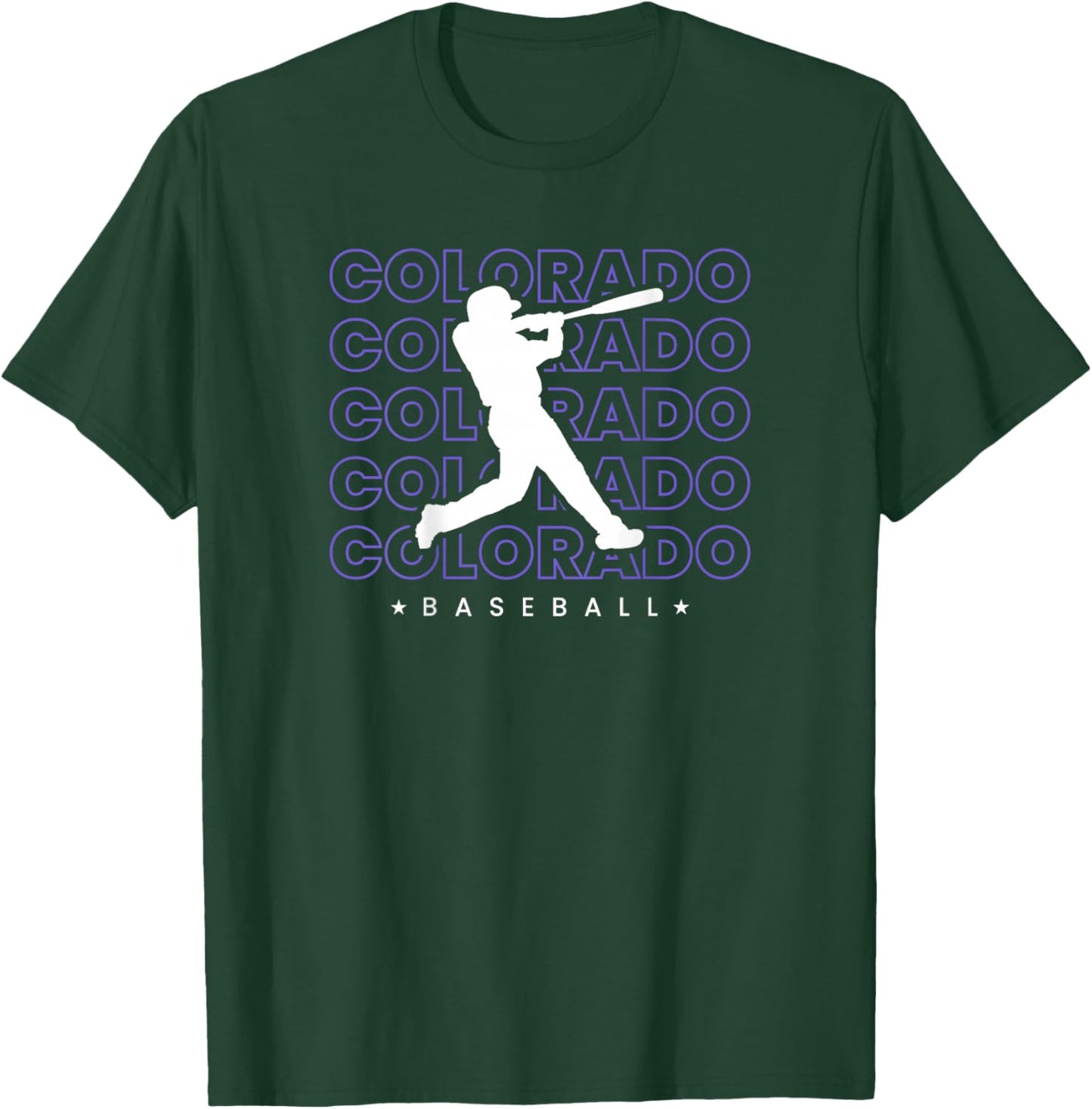 Colorado Baseball Backprint Retro Minimalist Baseball Lover T-Shirt - T-Shirt | Forest