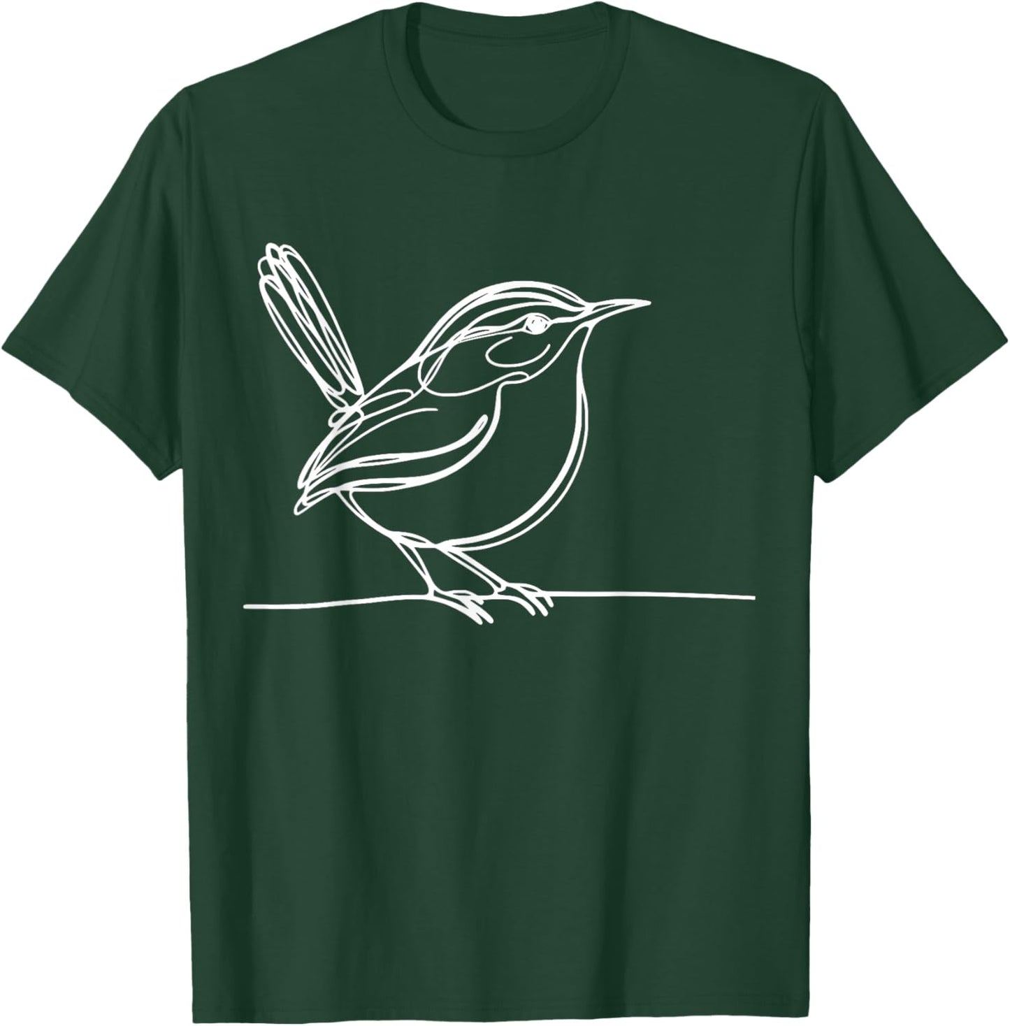 Line Art Bird & Ornithologist Carolina Wren T-Shirt - T-Shirt | Forest