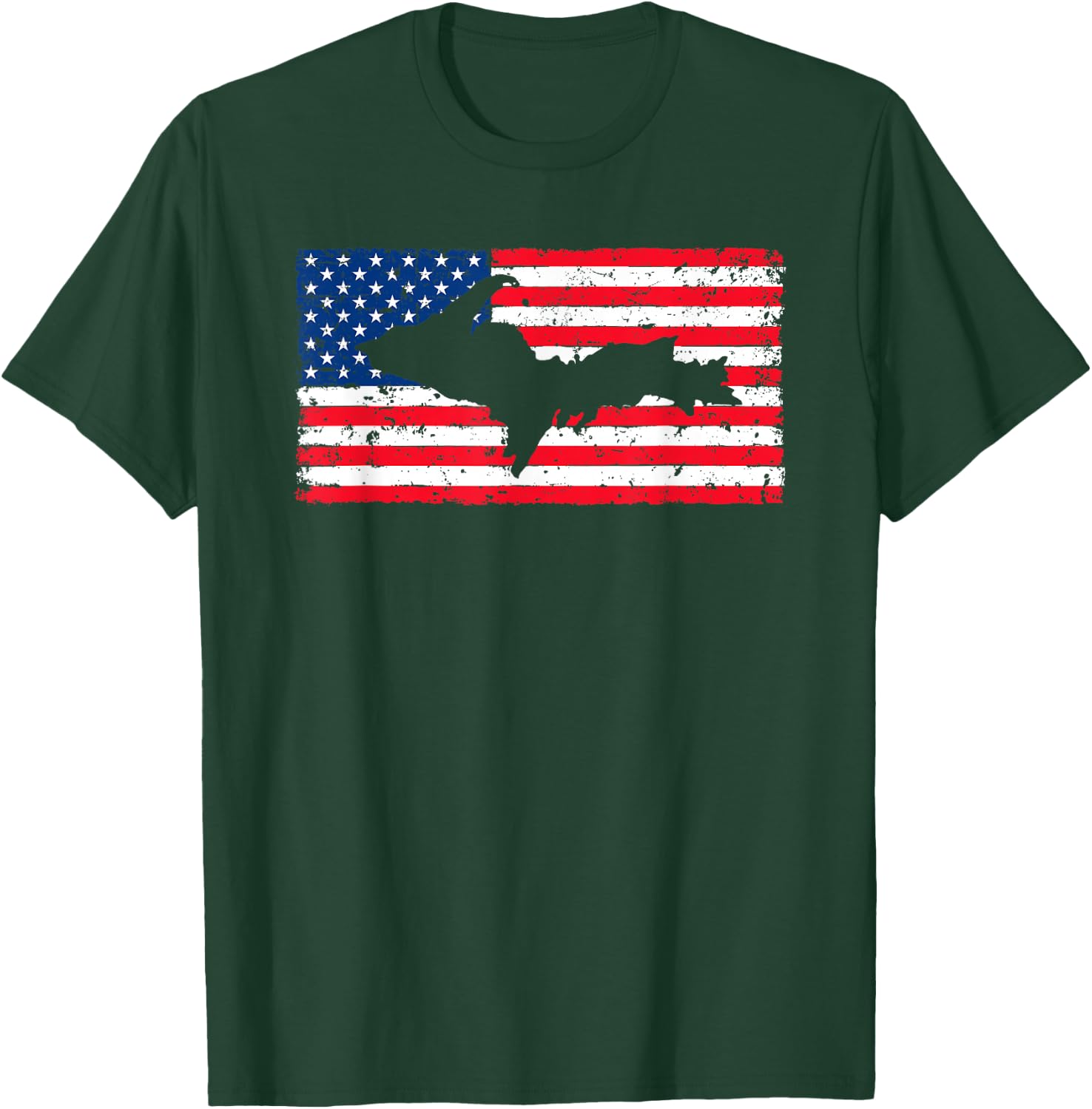 Yooper Patriotic Upper Peninsula Michigan American Flag USA T-Shirt - T-Shirt | Forest