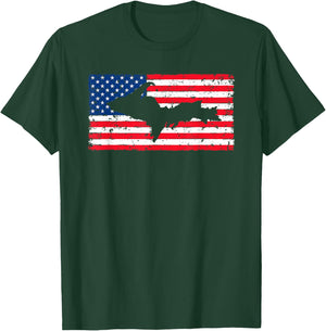 Yooper Patriotic Upper Peninsula Michigan American Flag USA T-Shirt - T-Shirt | Forest