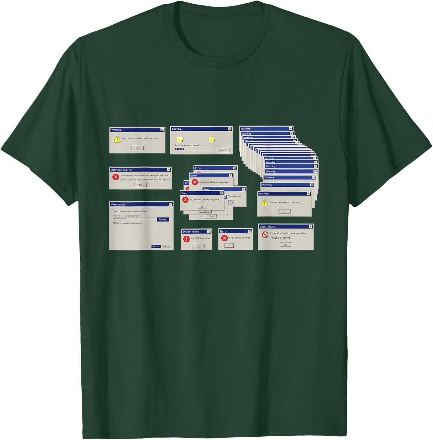 Cool Computer Error Pop Up Illustration Message Graphic T-Shirt - T-Shirt | Forest