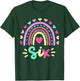 Six 6th Birthday Retro Rainbow Boho 6 Years Old Girls Kids T-Shirt - T-Shirt | Forest