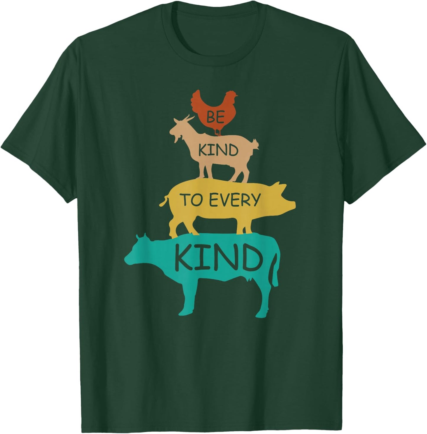 Be Kind to Every Kind Retro Vintage Funny Vegetarian Vegan Small T-Shirt - T-Shirt | Forest