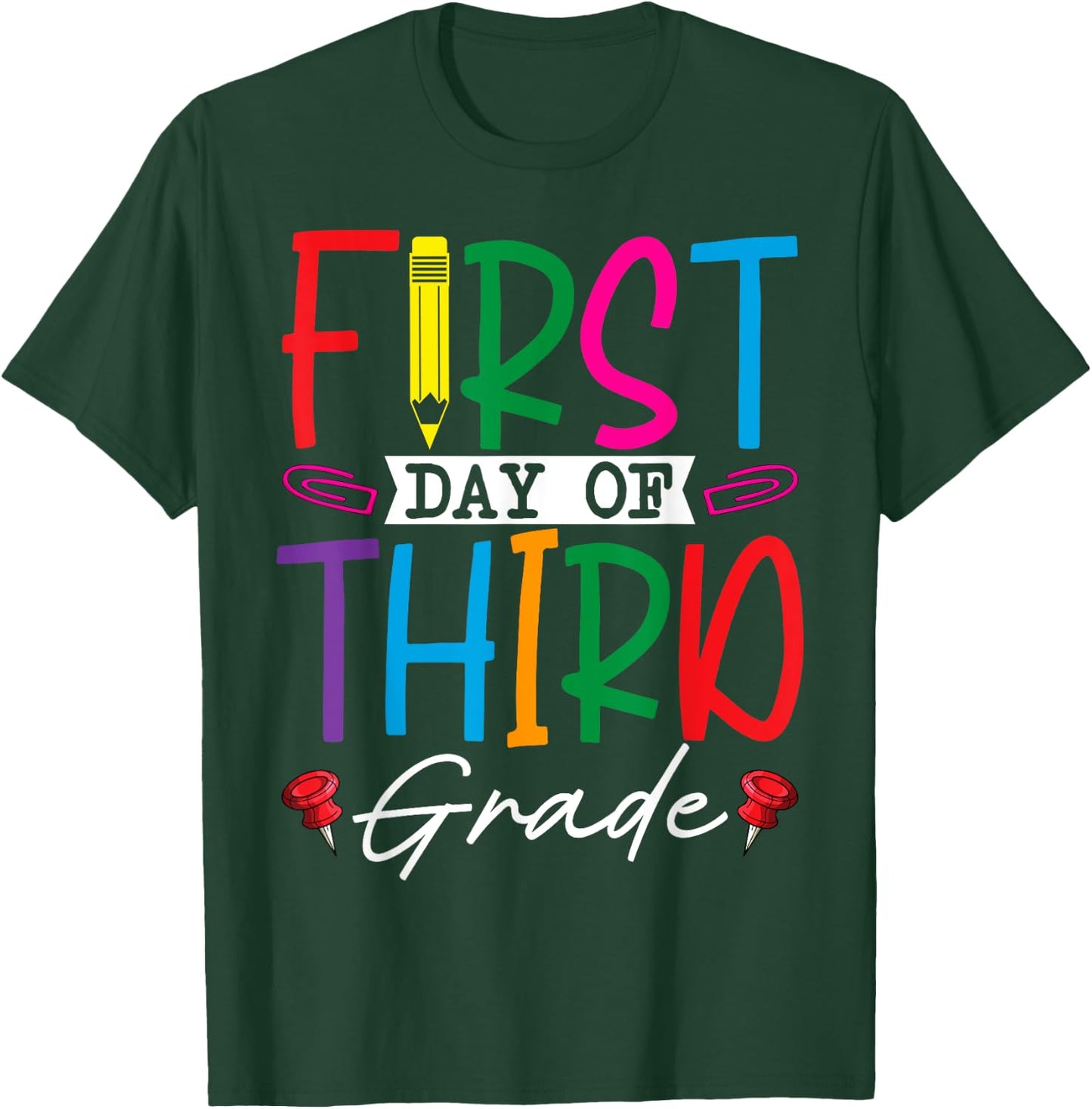 Retro First Day Of Third Grade Team Students Back To School T-Shirt - T-Shirt | Forest