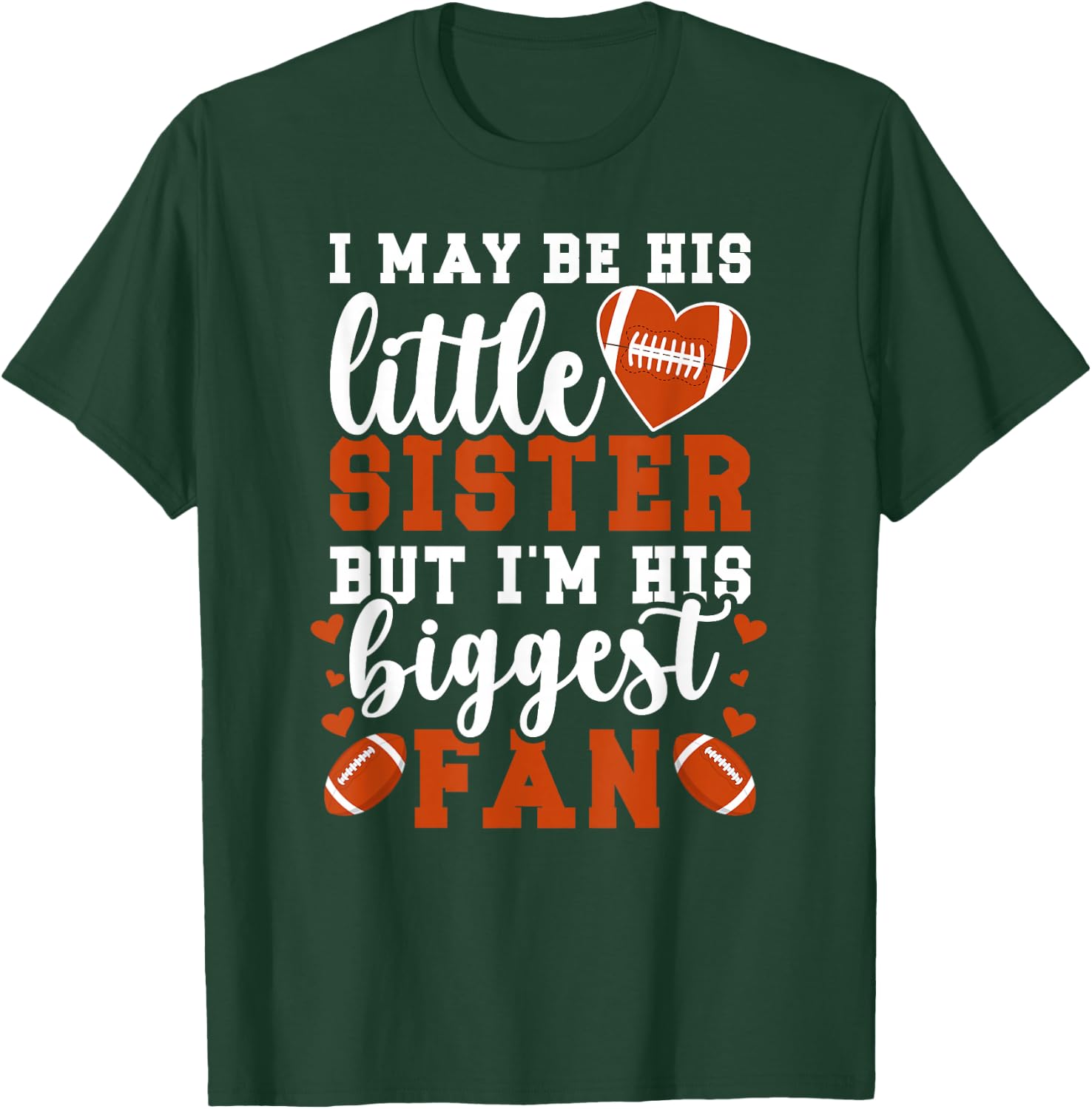Little Sister Football Sister Of A Football Player T-Shirt - T-Shirt | Forest