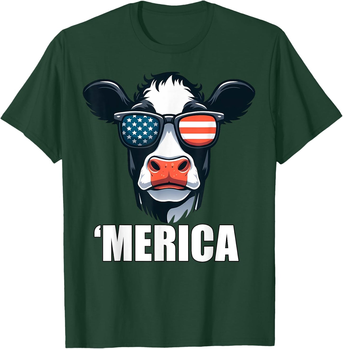 Merica Dairy Cow Funny American Patriotic USA 4th of July Kids Men T-Shirt - T-Shirt | Forest