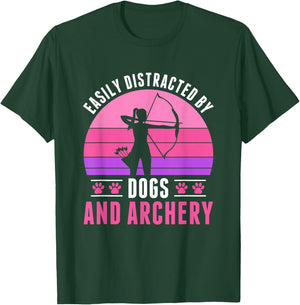 Easily Distracted by Archery and Dogs Archer Women Girls T-Shirt - T-Shirt | Forest