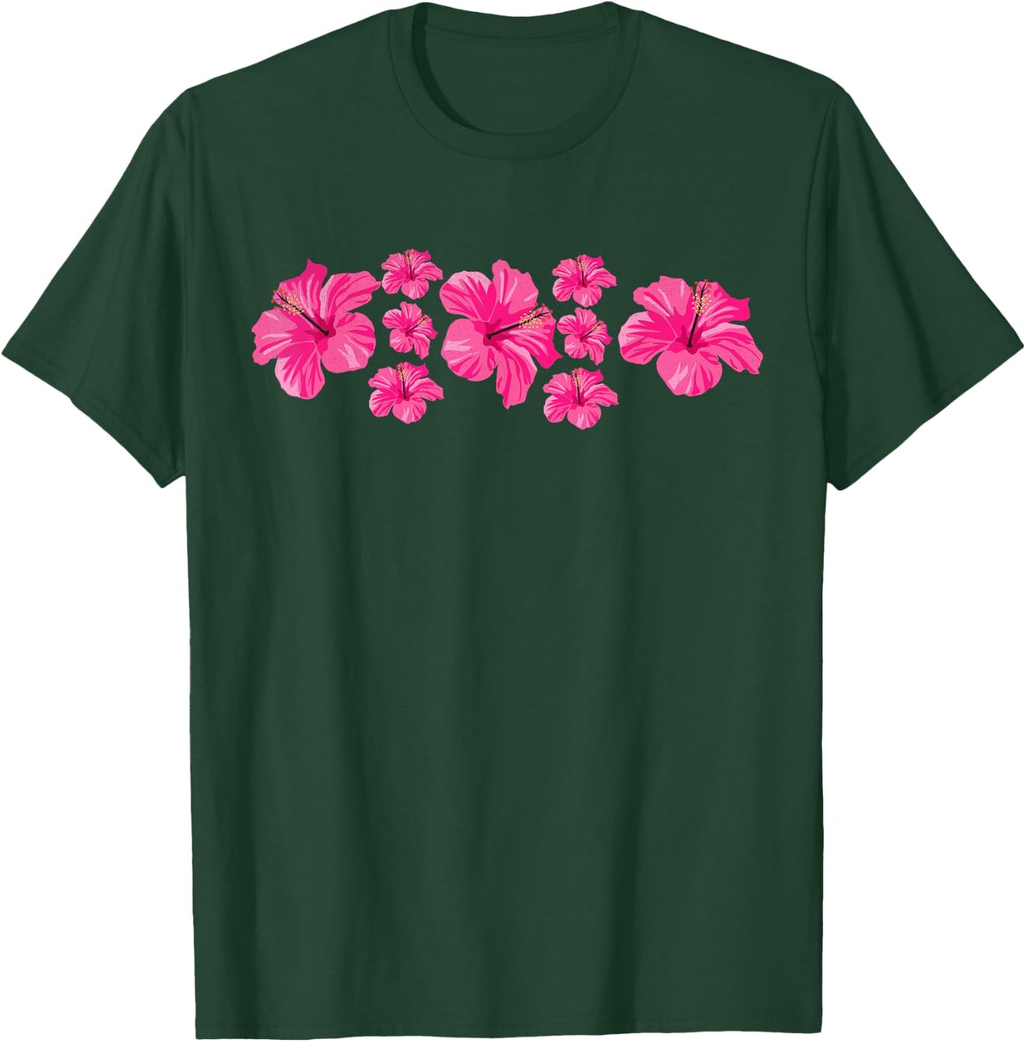 Hawaiian Aloha Hibiscus Flower Hawaii Surfer T-Shirt - T-Shirt | Forest