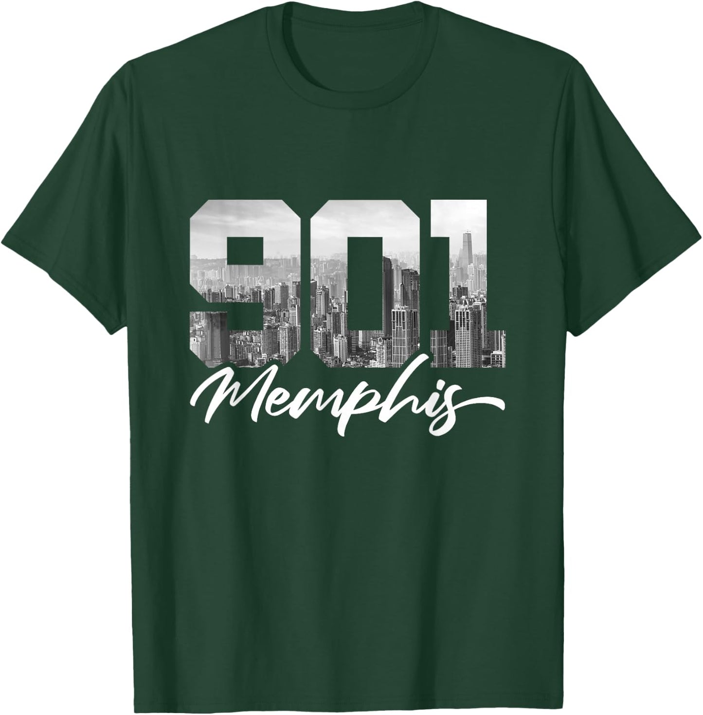 901 Memphis Area Code Tennessee Memphis City Skyline T-Shirt - T-Shirt | Forest