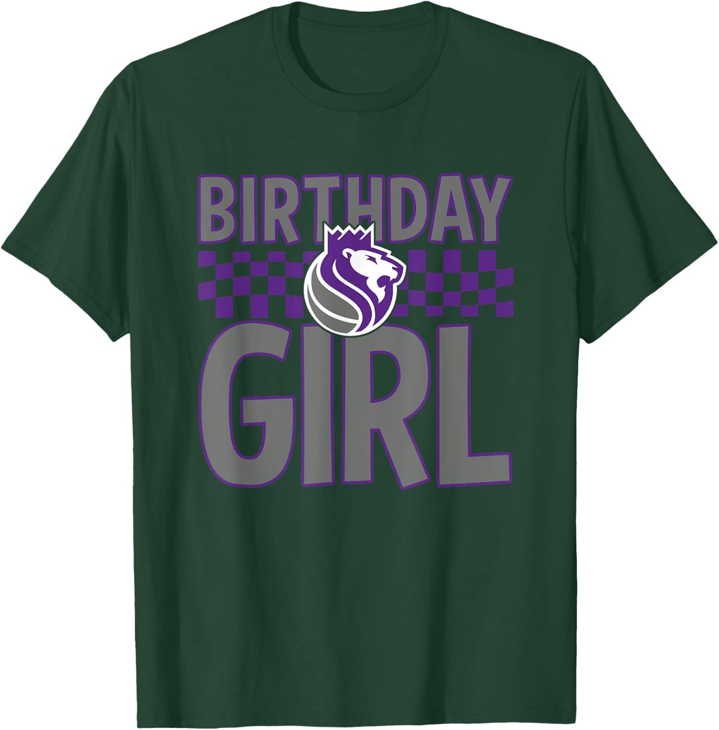 NBA Sacramento Kings Birthday Girl Checkered Logo T-Shirt - T-Shirt | Forest