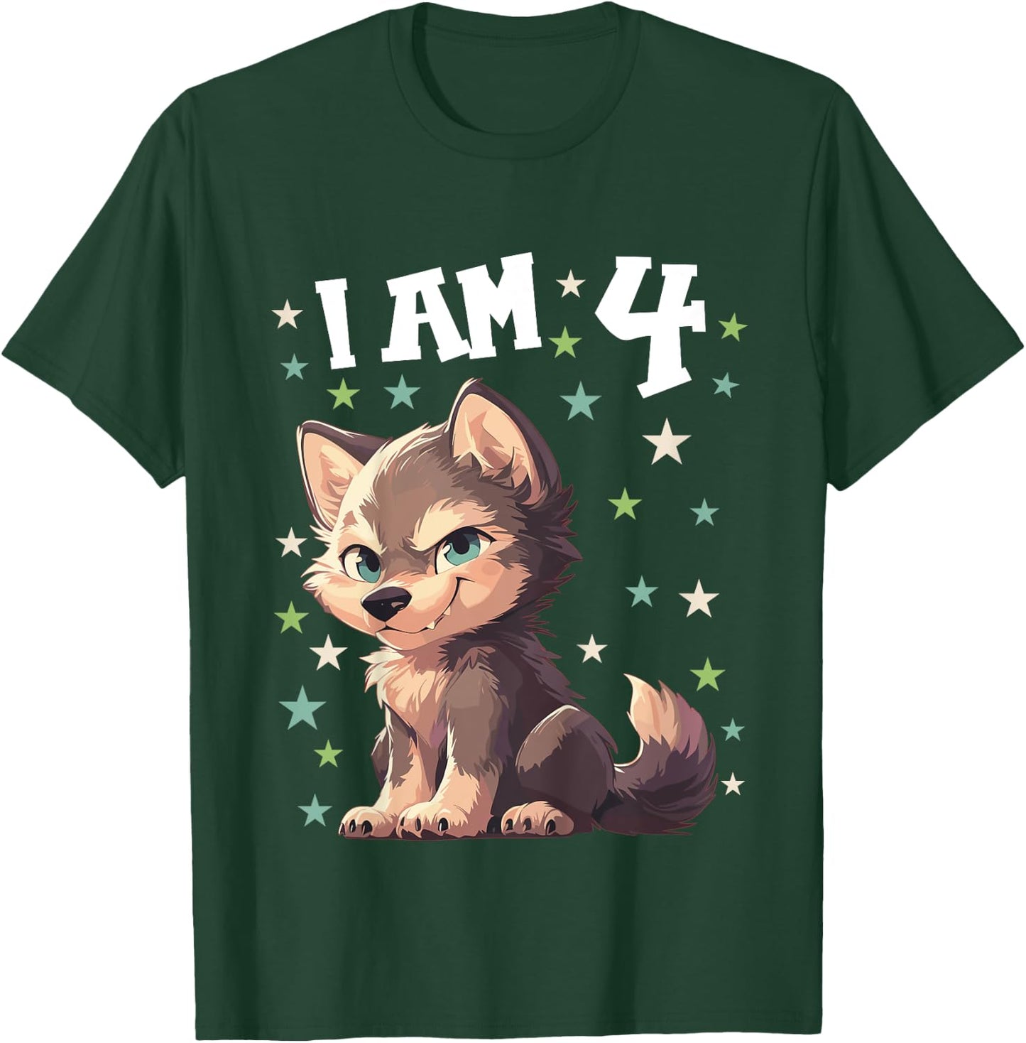 4 Years old 4 birthday Wolves Boy Girl Wolf T-Shirt - T-Shirt | Forest