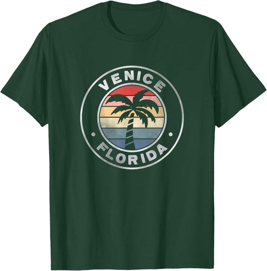 Venice Florida Sunset Palm Trees Beach Retro Women T-Shirt - T-Shirt | Forest