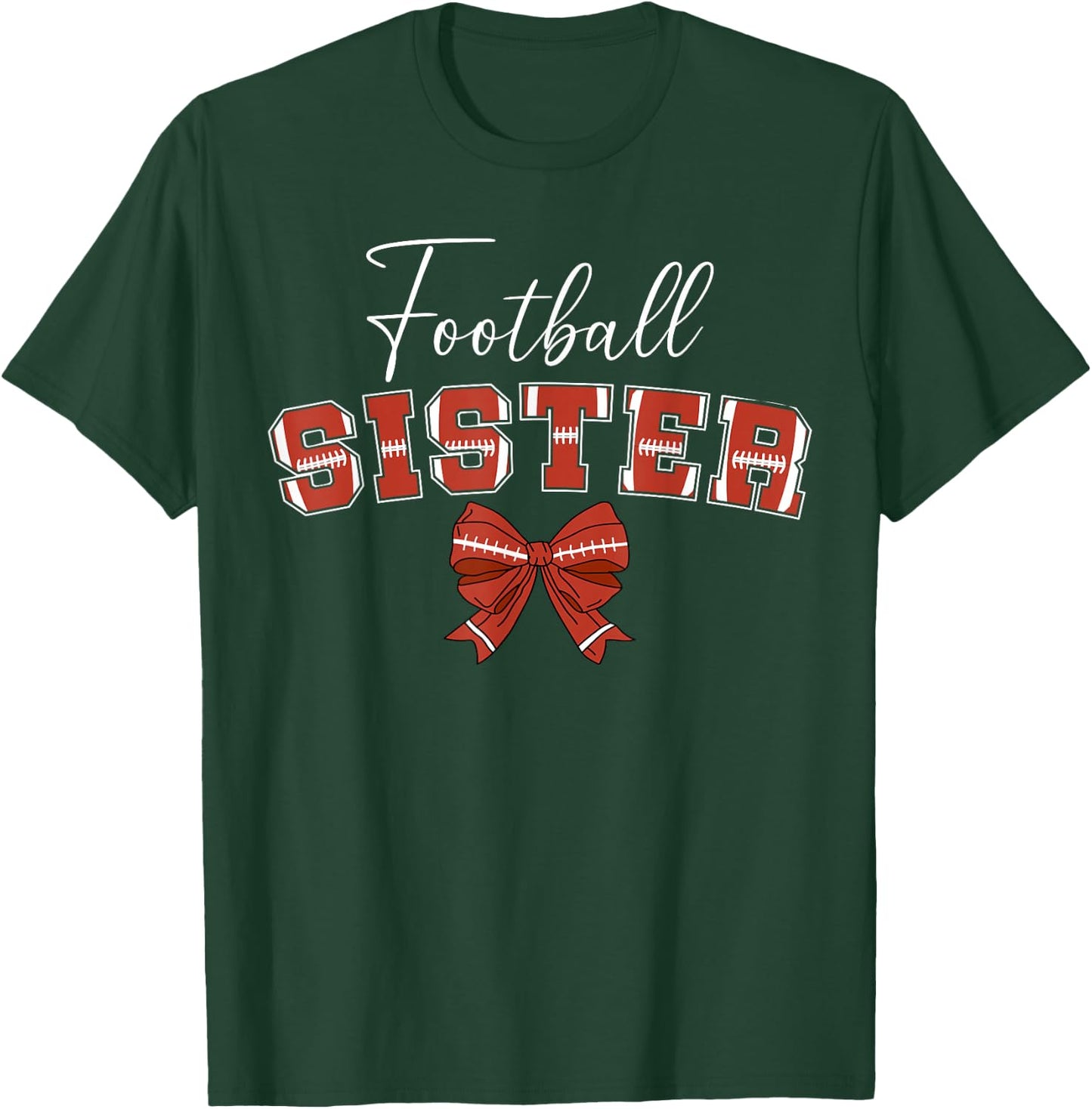 Football Sister Coquette Sister Of A Football Player T-Shirt - T-Shirt | Forest