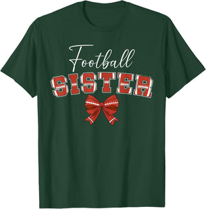 Football Sister Coquette Sister Of A Football Player T-Shirt - T-Shirt | Forest